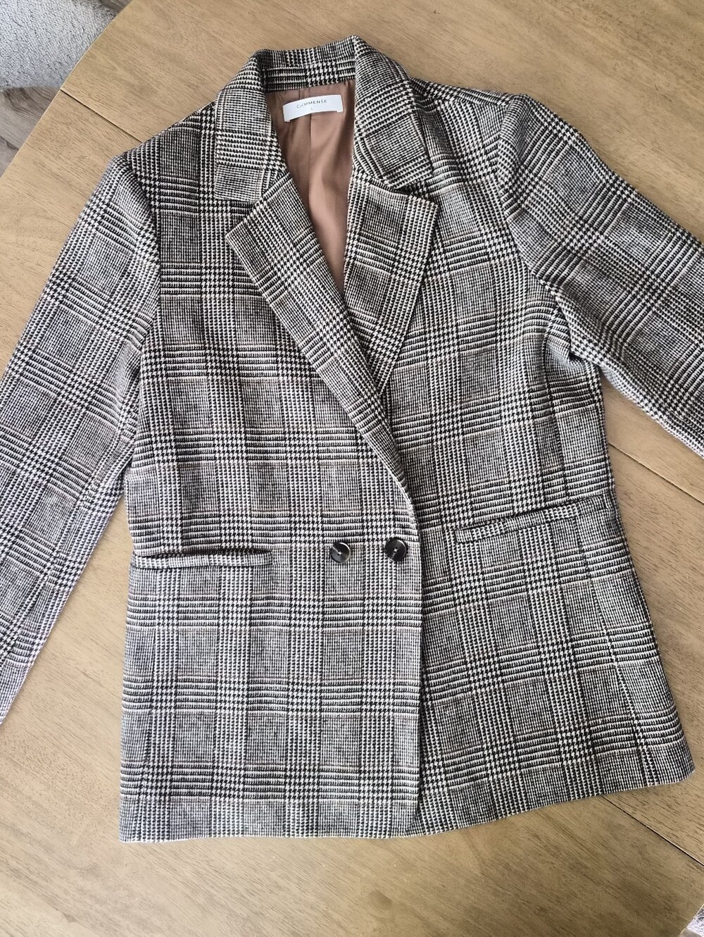 Commense Plaid Cotton Blend Blazer